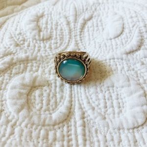 H&M Gold Turquoise Stone Ring Size 7